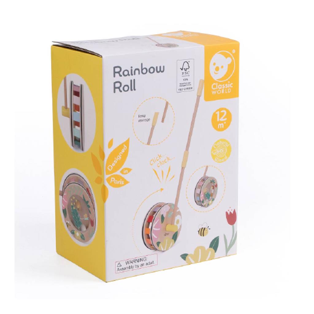 Classic World Rainbow Roll Wooden Push Toy